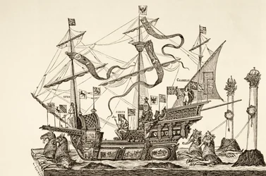 Triumphal vessel drawn on a cart in Brussels in 1558, from 